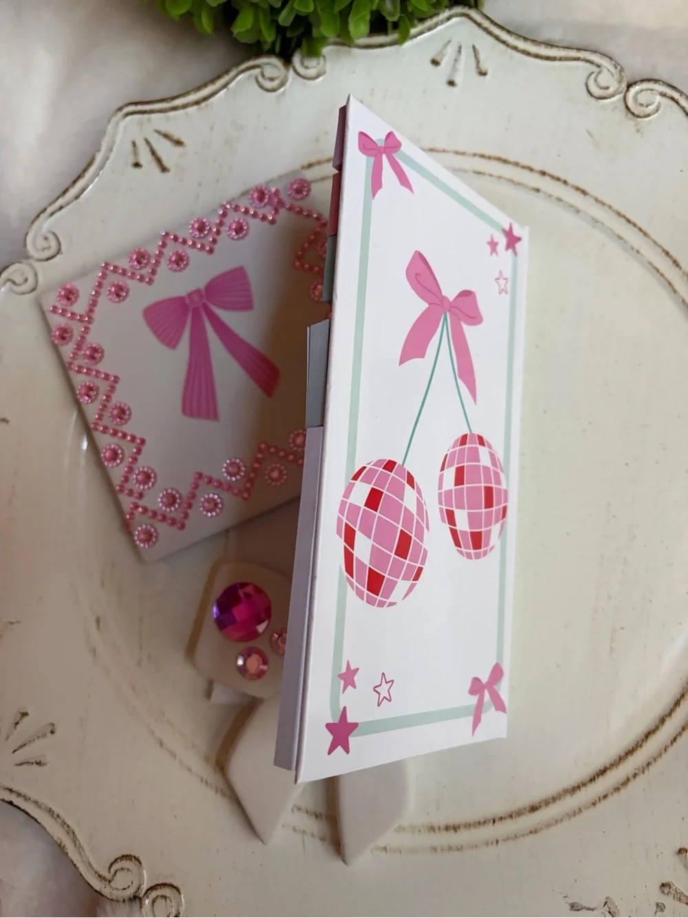 Kids Pink Bow Hair note pad and Sticker Set